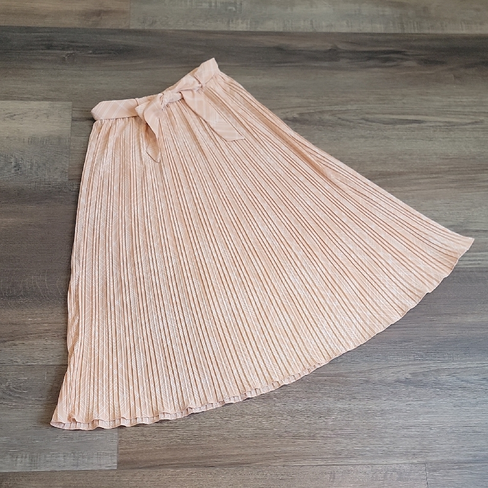 Alice Blue Pleated Midi Skirt - Blush Pink/orange Womens Size S